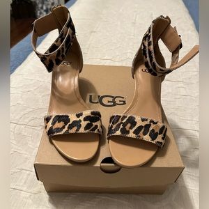 Ugg Char Leopard Print Calf Hair Sandal